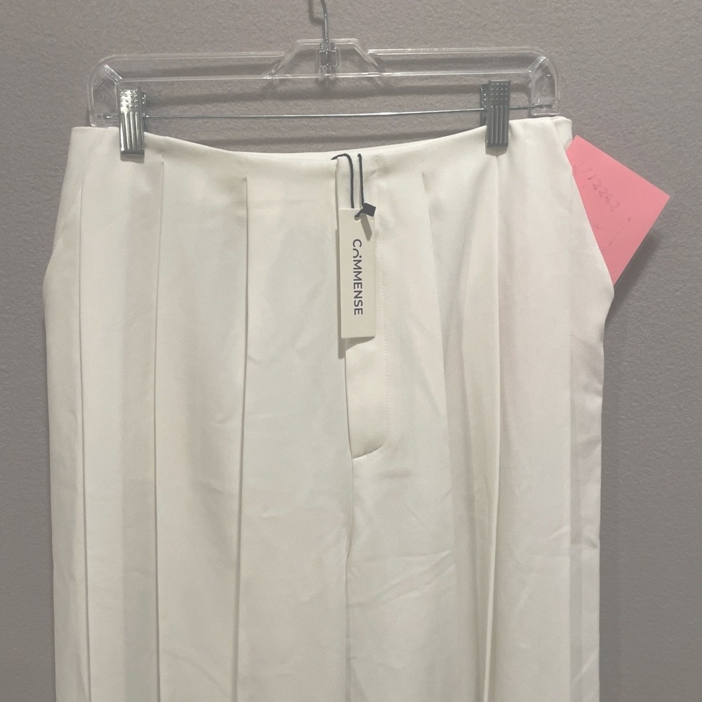 NWT Commense Solid Wide Leg Pants LARGE Stylish WHITE Quality Fast Shipping - Picture 7 of 10